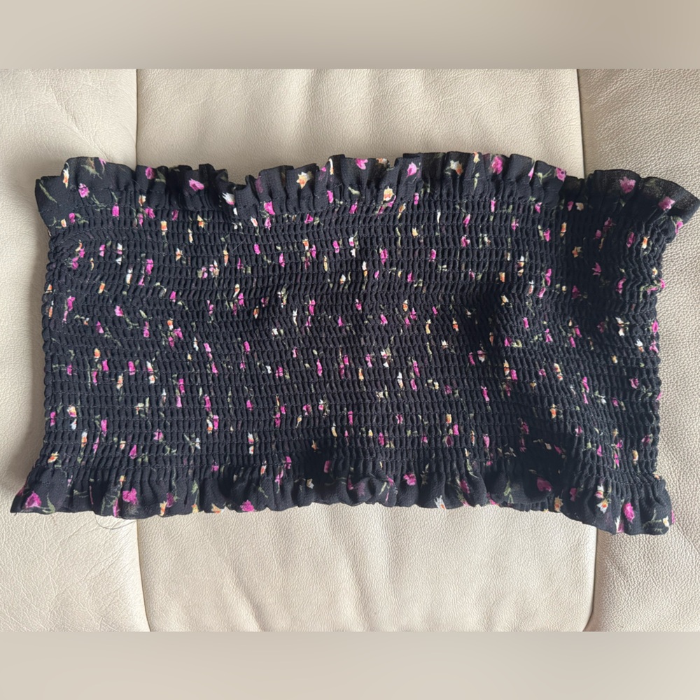 RD Style Black and Pink Smocked Crop Top